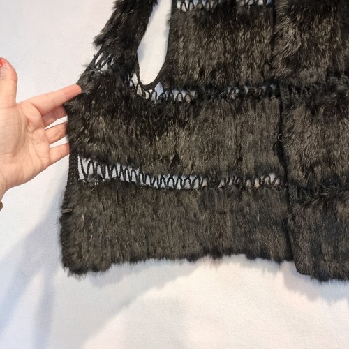 Louche Angora Rabbit Fur Vest Size AU 8 Black Vintage Boho Witchy Whimsygoth Sof - Picture 5 of 8