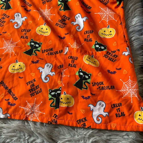 Scrubstar Halloween Scrub Top Womens Size 3XL Orange Short Sleeve Work Shirt - Picture 4 of 6