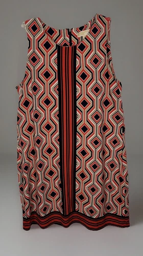 Abito smanicato Michael Kors A Line disegno geometrico taglia XL