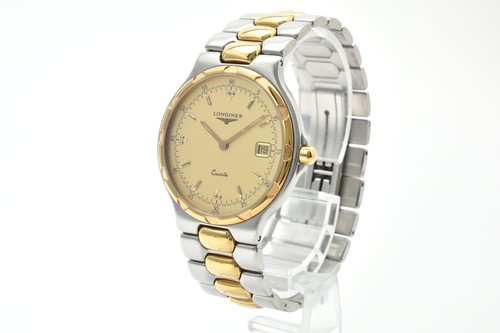 *N COMO NUEVO* Reloj para hombre vintage LONGINES Conquest L1.614.3 cuarzo esfera dorada JAPÓN - Imagen 2 de 12