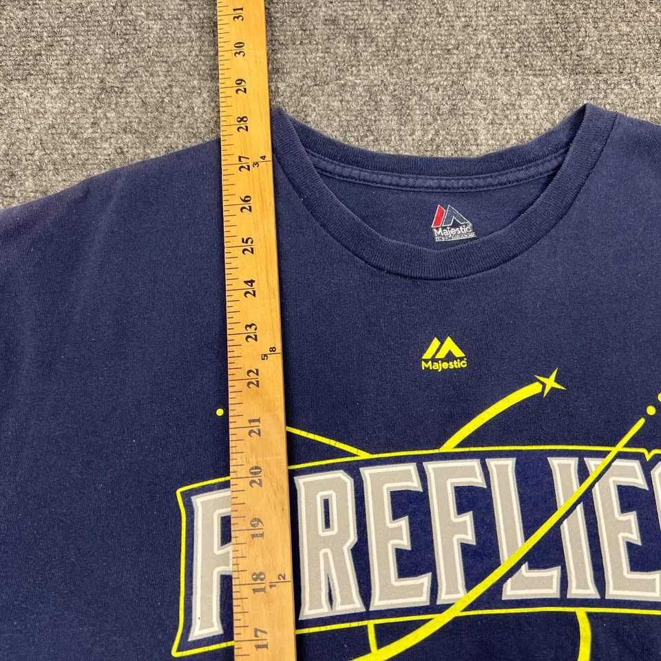 Camiseta Majestic MiLB Columbia Fireflies Logo Adulto XL Azul Camiseta de Béisbol Foto 4 de 4