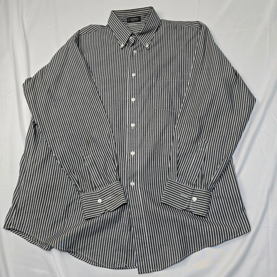 Christian Dior La Chemise 男式纽扣衬衫灰色条纹 16.5 32-33 码 — 第 2/4 张图片