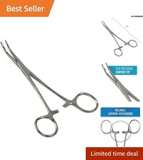 Curved Stainless Steel Kelly Forceps - 5.5 Inch Locking Tweezers for Crafts