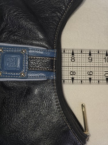 Stone Mountain Shoulder Purse Black Blue Genuine Leather Zip Close Pockets - Imagen 8 de 8