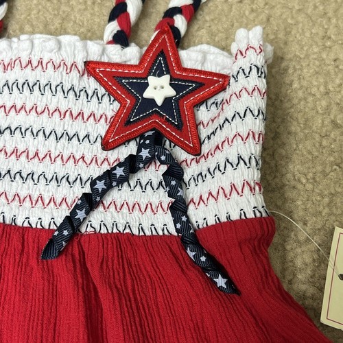 NEW Sophie Rose Girls Size 5 Dress Smocked Patriotic Stars Red White Blue - Picture 6 of 7