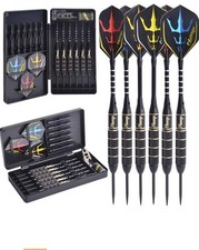 6 Piece 2 Color Steel Tip Dart Set, Case, Sharpener, Key