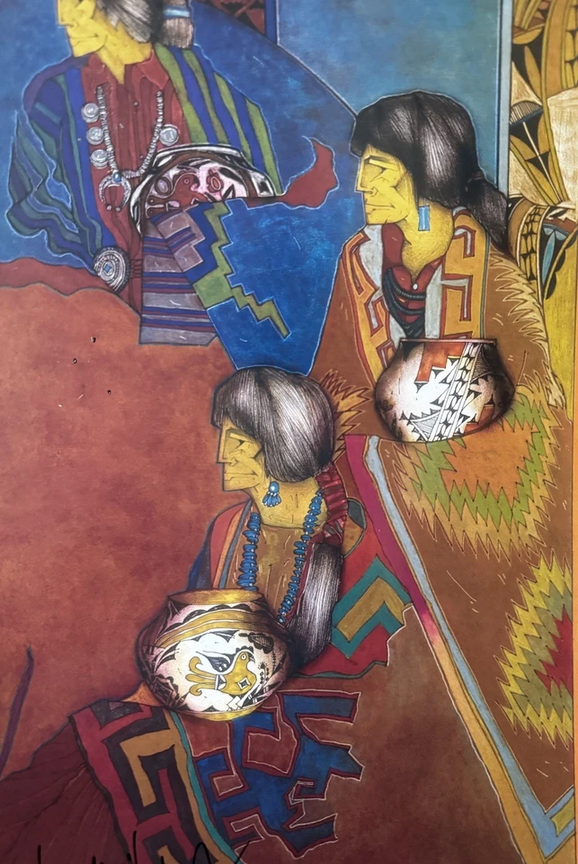 Amado Peña Jr 签名版画 Mi Gente 1996 Mestizo 系列西南艺术 — 第 3/4 张图片