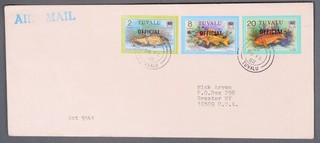MayfairStamps Tuvalu 1982 Fish Official Combo to Brewster NY Air Mail Cover aaz_