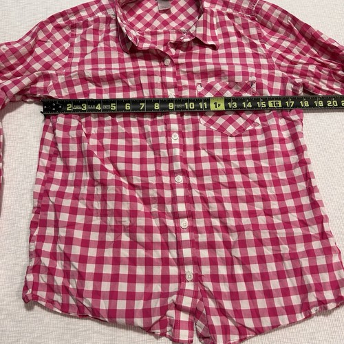 Patagonia Women’s 6 Organic Cotton Plaid Button Down Shirt Pink White - Picture 6 of 7
