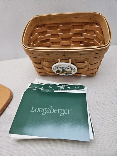 Longaberger handgewebte Rezeptkartenkorb Box mit Deckel & zum Binden - Bild 2 von 3