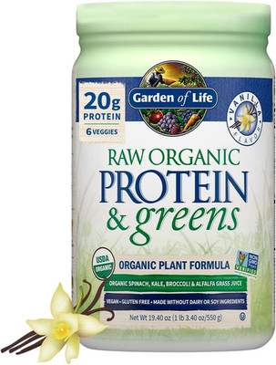 Raw Protein & Greens Vanilla Protein Powder   20G Plant Based Greens Powder, Pro