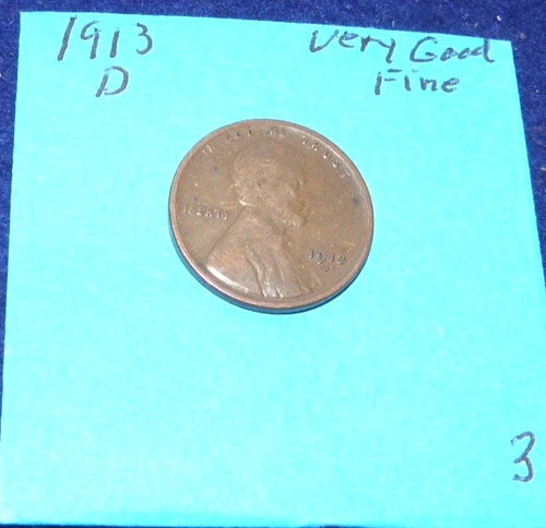 1913 D WHEAT CENT    VERY GOOD - FINE    # 3