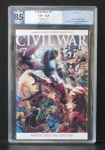 Civil War 7 PGX 8.5 Turner Variant Iron Man Captain America Cover Graded - Picture 1 of 3