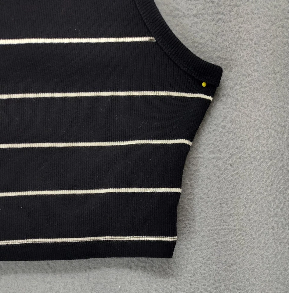 H&M Mujeres S Top Negro Blanco Rayas Recortado Acanalado Tanque Chaleco Sin Mangas Cuello Redondo Foto 4 de 4