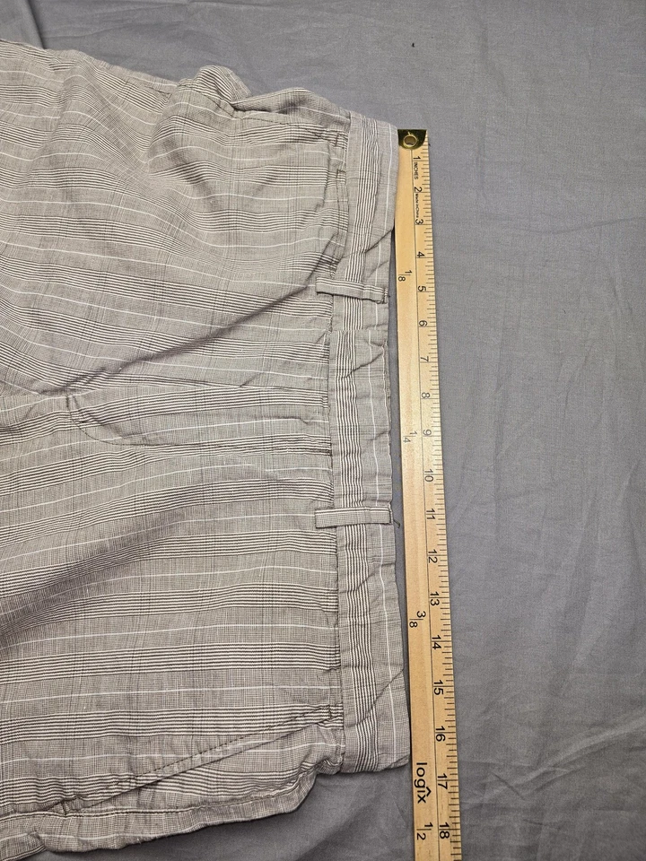 Tasso Elba 短裤男式 33 灰色亚麻棉混纺条纹平前夏季 — 第 4/4 张图片