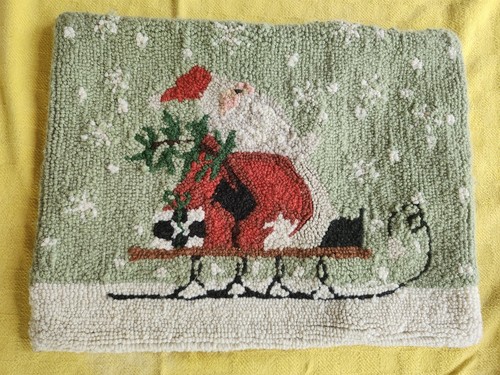 Haken Wolle Peking Kissen Weihnachten Urlaub Santa auf Schlitten 14x18 Reißverschluss