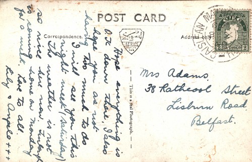 View of Lake Lough Muckno Castleblayney Monaghan Ireland Postcard 1949 RPPC - Picture 2 of 2