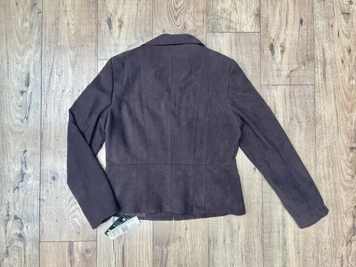 NEW NWT Tribal Womens Jacket Blazer Faux Suede Full Zip Collar Brown SIZE 10 - Picture 2 of 5