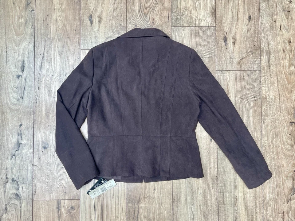NEW NWT Tribal Womens Jacket Blazer Faux Suede Full Zip Collar Brown SIZE 10 - Image 2 of 4