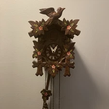 Lötscher Swiss Cuckoo Clock Vintage Carved Wood Working W/ Issues Read-See Video