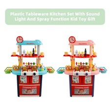 Plastic Tableware Kitchen Set With Sound, Light And Spray Function Kid Toy Gift