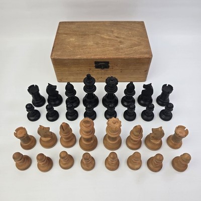 Schachfiguren Holz Schach Figuren für Schachspiel in Holzschatulle Sammler RAR