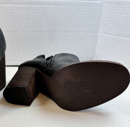 Nordstrom BP. Lance Leather Booties Ankle Boots Women Black 4.5 Block Heel - Picture 6 of 13