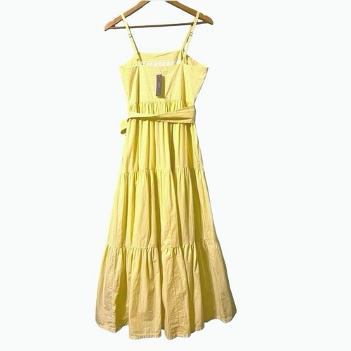 J Crew Dress Size 6 Yellow White Stripe Sun Dress Full Tiered Maxi NWT - Picture 3 of 10