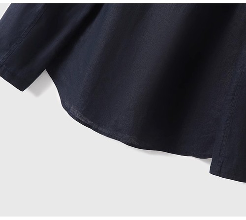 Design 100% Linen Shirt Crew Neck New Womens Top Casual Blouse Tops Office Loose - Foto 16 di 22