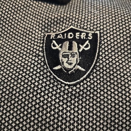 Camiseta polo de fútbol americano de la NFL tejida cruzada de los Raiders de colección blanca y negra XL - Imagen 4 de 7