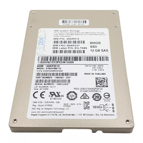 IBM 00VN215 800GB Write Intensive SFF 2.5in SAS-3 12G SSD 00AR331 ST800FM0173 - Picture 3 of 3