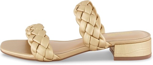 CUSHIONAIRE Women's Nan two band braided low block heel slide 8.5, Champagne - Bild 2 von 5