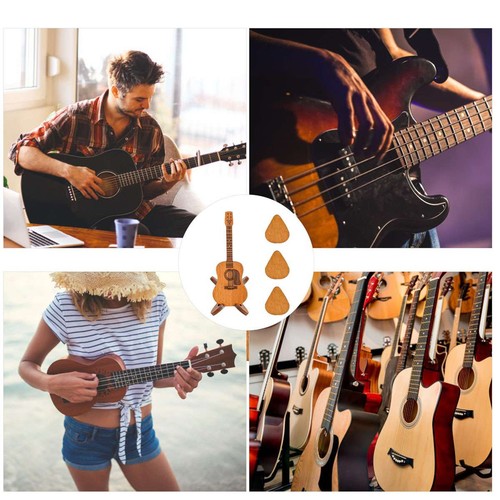 Pick Box per chitarra in legno con 3 plettri, miglior plettro in legno regalo musica - Foto 9 di 11