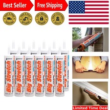 Pack of 12 Big Stretch High Performance Caulking Sealant - 10.5oz White Cart.