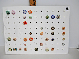 LOT OF 34 VTG. STENCIL BUTTONS ON COLLECTOR'S CARD