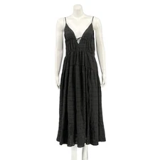 ASTR the Label Dress Womens XS Black Lizbeth Maxi Plunge V-Neck Slit Boho Beachy