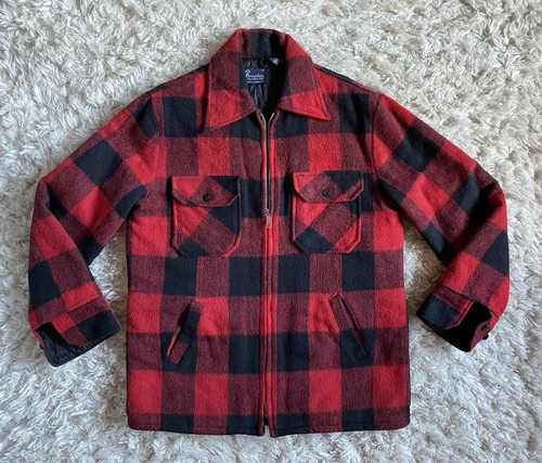 Vintage Wool Buffalo Plaid Jacket Medium Brewster - Picture 2 of 6