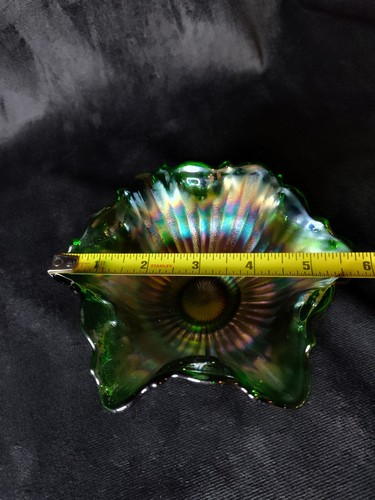 Early 1900's Fenton Carnival Glass Stippled Rays Tri Corner Bowl - Picture 7 of 7