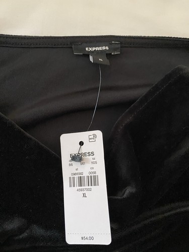 EXPRESS Velvet Top V-Neck Ruched Pullover Long Sleeve Women Size XL Black NWT - Picture 12 of 12