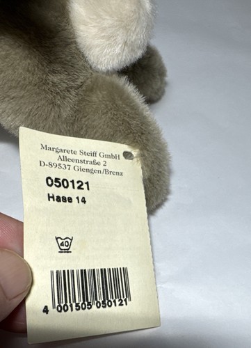 Steiff Stuffed Bunny 050121 Plush Stuffed Animal Rabbit NEW With Tags Very Nice - Picture 6 of 11
