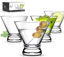Martini Glasses Set of 4, Stemless Martini Cocktail Glasses for Margarita, Ma...