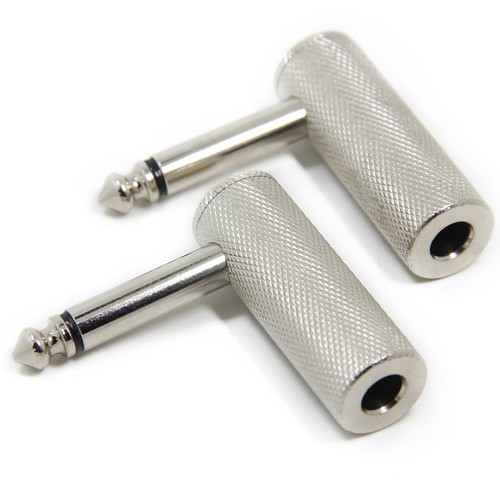 Adaptador de cable de guitarra de ángulo recto plateado 2 piezas construcción de metal de alta resistencia - Imagen 1 de 3