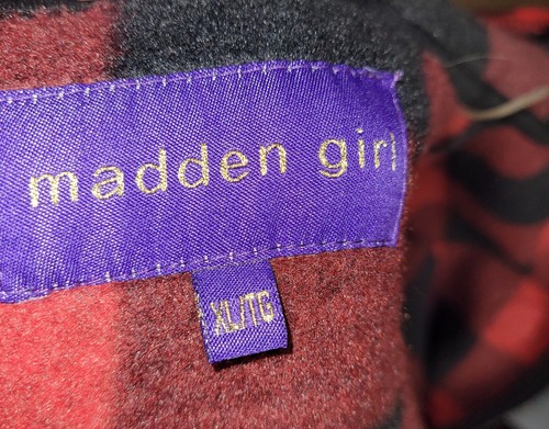 Madden Girl Red and Black Plaid Buffalo Check Jacket With Hood Size XL - Picture 5 of 5