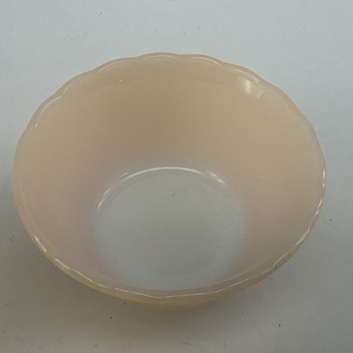 Vintage Set of 3 Fire King Peach Luster 6 oz Dessert Custard Cups Bowl Scallop - Picture 5 of 12