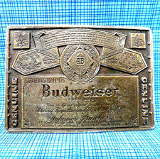 Budweiser Beer Label Promo Belt Buckle Vintage 1970s Lyntone .XTT182