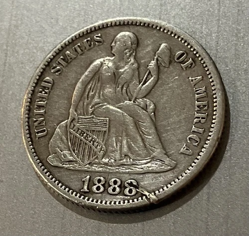 1888 United States Seated Liberty Dime 90% Silver  Extremely Fine Condition