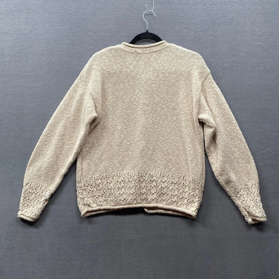 Suéter de cabine aconchegante pescador vintage Orvis botão para baixo L creme algodão viscose - Imagem 4 de 4