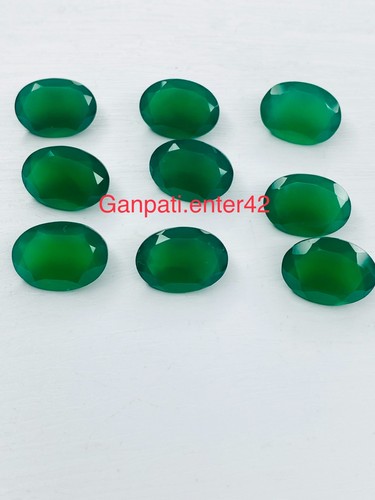 GREEN ONXY LOOSE GEMSTONE FACETED OVAL CUT 14x10 MM 2 PCS LOT CALIBRATED SIZE E - Picture 2 of 7
