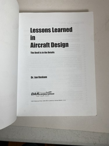 Lessons Learned in Aircraft Design The Devil is in the Details By Dr Jan Roskam - Picture 9 of 13