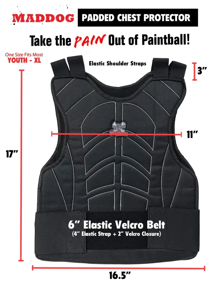 LIQUIDACIÓN Maddog Deportes Paintball Airsoft Acolchado Protector de Pecho Negro Foto 2 de 2
